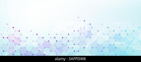 Molekulare abstrakte Struktur und genetische DNA. Gesundheitsfürsorge und medizinische Hintergrundkonzepte. Wissenschaftliche Forschung. Wellenfluss Stock Vektor