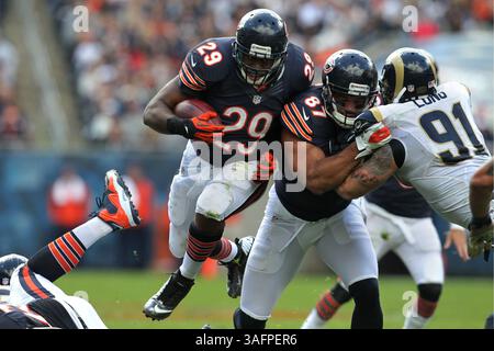 23. September 2012 - Chicago, IL, USA - Chicago Bears Running Back Michael Bush (29) läuft im zweiten Quartal auf dem Soldier Field in Chicago, Illinois, am Sonntag, den 23. September 2012 in Richtung Endzone. Die Chicago Bears besiegten die St. Louis Rams mit 23:6. (Kreditbild: © Armando L. Sanchez/MCT/ZUMAPRESS.com) Stockfoto