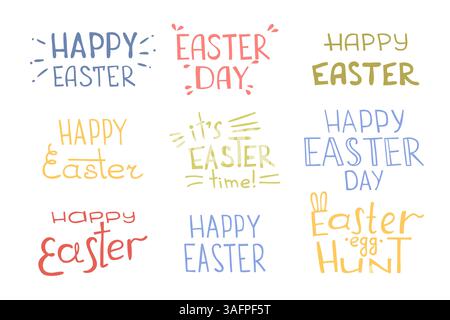 Festliche Osterschriftkollektion in Pastellfarben Stock Vektor