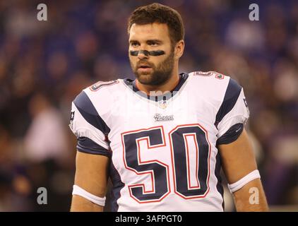 New England Patriots DL Rob Ninkovich (50). The Baltimore Ravens vs the New England Patriots im M&T Bank Stadium am 23. September 2012 in Baltimore, MD. Foto: Mike Buscher/Cal Sport Media(Credit Image: © Mike Buscher/Cal Sport Media/ZUMAPRESS.com) Stockfoto