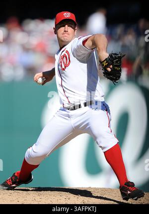23. September 2012 – Washington, DC, USA – Washington Nationals Starterkrug Jordan Zimmermann (27) liefert im siebten Inning gegen die Milwaukee Brewers im Nationals Park in Washington, D.C., Montag, 24. September 2012. Die Nationalmannschaft besiegte die Brewers mit 12:2. (Kreditbild: © Chuck Myers/MCT/ZUMAPRESS.com) Stockfoto