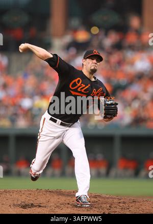 Baltimore Orioles Starterkrug Jason Hammel (39) liefert an aTigers Batter. Detroit Tigers vs Baltimore Orioles am 13. Juli 2012 im Oriole Park at Camden Yards in Baltimore, MD. Foto: Mike Buscher/Cal Sport Media (Foto: © Mike Buscher/Cal Sport Media/ZUMAPRESS.com) Stockfoto