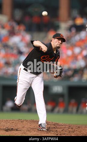 Baltimore Orioles Starterkrug Jason Hammel (39) liefert an aTigers Batter. Detroit Tigers vs Baltimore Orioles am 13. Juli 2012 im Oriole Park at Camden Yards in Baltimore, MD. Foto: Mike Buscher/Cal Sport Media (Foto: © Mike Buscher/Cal Sport Media/ZUMAPRESS.com) Stockfoto