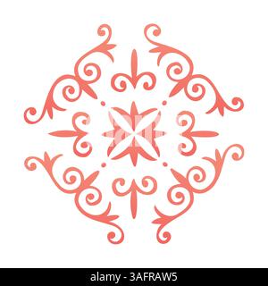 Dekorativ, ethnisch, Komposition, inspiriert von, zentral, asiatisch, Ornamente., Merkmale, symmetrisch, Design, traditionell, Swirls., Vektor, Kunst, weich Stock Vektor