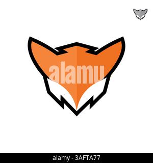 Ein einzigartiges orangefarbenes Fuchskopf-Logo. Das ist ein cooles Fox Gaming Logo. Stock Vektor