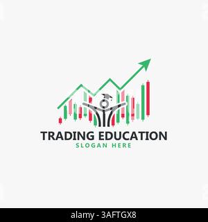 Logo-Vorlage für das Symbol „Trading Education“. Finanzwachstum. Stock Vektor