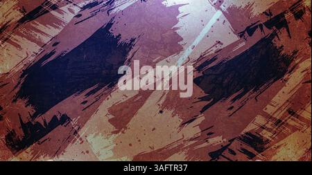 Kunst Moderne Öl- und Acrylabstrich Flecken Leinwand Malerei Wand. Abstrakte Textur Gold, Bronze, abstrakte Farbstruktur. Acrylblau und violett Stockfoto
