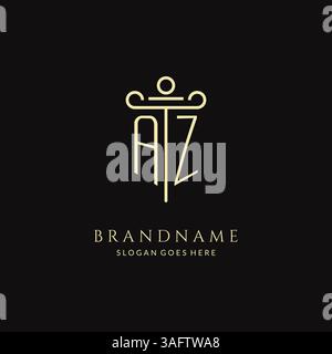 Luxuriöses modernes Monogramm-AZ-Logo für Anwaltskanzlei mit Säulen-Icon-Design-Vektorgrafik Stock Vektor