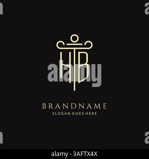 Luxuriöses modernes Monogramm-HB-Logo für Anwaltskanzlei mit Säulen-Symbol-Design-Vektorgrafik Stock Vektor