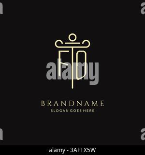 Luxuriöses, modernes Monogramm-FO-Logo für Anwaltskanzlei mit Vektorgrafik im Stile eines Säulen-Icons Stock Vektor