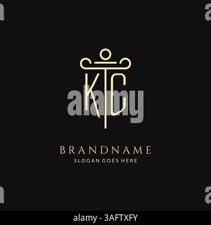 Luxuriöses modernes Monogramm-KC-Logo für Anwaltskanzlei mit Säulen-Icon-Design-Vektorgrafik Stock Vektor