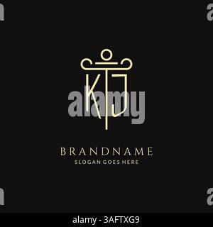 Luxuriöses modernes Monogramm-KJ-Logo für Anwaltskanzlei mit Säulen-Icon-Design-Vektorgrafik Stock Vektor