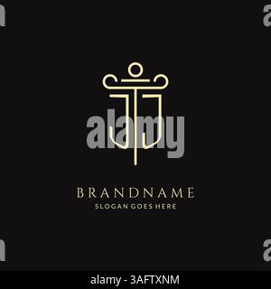 Luxuriöses, modernes JJ-Logo mit Monogramm für Anwaltskanzlei mit Vektorgrafik im Stilstil der Säule Stock Vektor