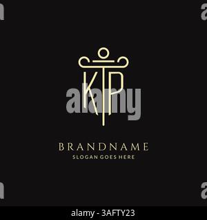 Luxuriöses modernes Monogramm-KP-Logo für Anwaltskanzlei mit Säulen-Icon-Design-Vektorgrafik Stock Vektor