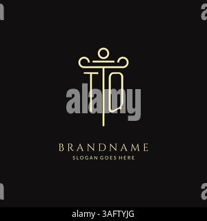 Luxuriöses modernes Monogramm-TQ-Logo für Anwaltskanzlei mit Säulen-Icon-Design-Vektorgrafik Stock Vektor
