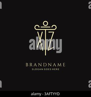 Luxuriöses modernes Monogramm-XZ-Logo für Anwaltskanzlei mit Säulen-Symbol-Design-Vektorgrafik Stock Vektor