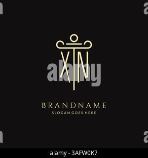 Luxuriöses modernes Monogramm-XN-Logo für Anwaltskanzlei mit Säulen-Icon-Design-Vektorgrafik Stock Vektor