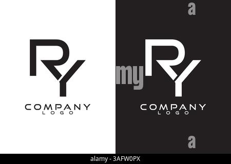 RY, YR Logo Template Vector Design mit schwarzem und weißem Hintergrund Stock Vektor