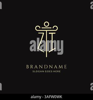 Luxuriöses modernes Monogramm ZI-Logo für Anwaltskanzlei mit Säulen-Icon-Design-Vektorgrafik Stock Vektor