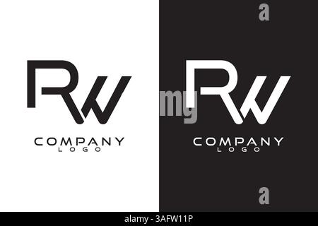 Letter RW, WR Logo Template Vector Design mit schwarz-weißem Hintergrund Stock Vektor
