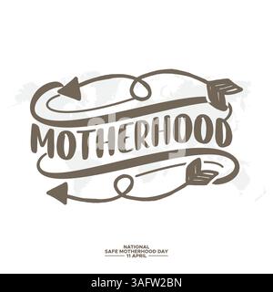 Nationaler sicherer Mutterschaftstag 11. April, Social Media Design Vector Templates, Familie, Liebe, Zuhause, gerade geboren Stock Vektor