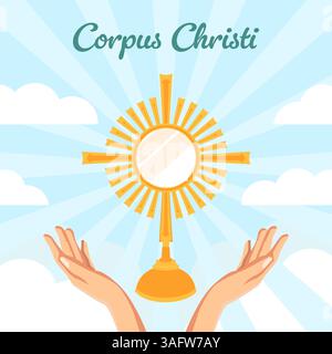 Corpus-christi-Illustration in flacher Form mit Händen Stock Vektor