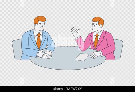 Geschäftsmann, der eine Ankündigung Vektorkunst isoliert auf transparentem Hintergrund und editierbarem Strich macht Stock Vektor