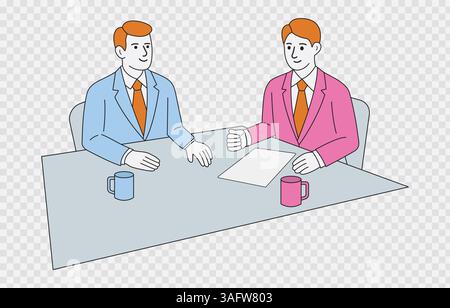 Geschäftsmann, der eine Ankündigung Vektorkunst isoliert auf transparentem Hintergrund und editierbarem Strich macht Stock Vektor