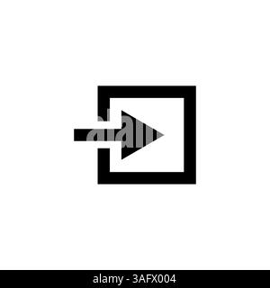 Pfeil und quadratisches Symbol in Schwarz auf weißem Hintergrund, melden Sie sich beim persönlichen Konto an Stock Vektor