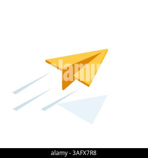 Isometrisches Symbol der Papierebene in Farbe auf weißem Hintergrund, gesendete Nachricht oder E-Mail Stock Vektor