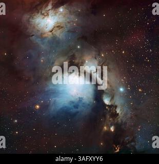 16. Februar 2011 - Messier 78 Nebula, Orion Konstellation - der Nebel Messier 78 (auch bekannt als M 78 oder NGC 2068) ist ein Reflexionsnebel im Sternbild Orion. Sie wurde 1780 von Pierre Mechain entdeckt und von Charles Messier in seinem Katalog kometenähnlicher Objekte im selben Jahr aufgenommen. M78 ist der hellste diffuse Reflexionsnebel einer Gruppe von Nebeln, zu denen NGC 2064, NGC 2067 und NGC 2071 gehören. Diese Gruppe gehört zum Orion Molecular Cloud Complex und ist etwa 1.600 Lichtjahre von der Erde entfernt. (Kreditbild: © Igor Chekalin/ESO/ZUMAPRESS.com) Stockfoto