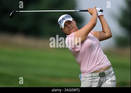 24. AUGUST 2012: Hye-Joo Han aus Seoul, Südkorea, schlägt am Freitag beim Challenge at Musket Ridge Golf Turnier auf dem Musket Ridge Golf Course in Myersville, MD, ab. (Bild: © John Middlebrook/Cal Sport Media/ZUMAPRESS.com) Stockfoto