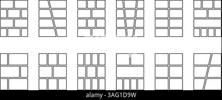 Satz leerer Comicbuchvorlagen. Anime-Seitenbereiche auf weißem Hintergrund isoliert. Layouts für Manga Storyboards, Fotocollagen, Magazine, Poster oder Skizzenbücher. Vektorgrafik. Stock Vektor