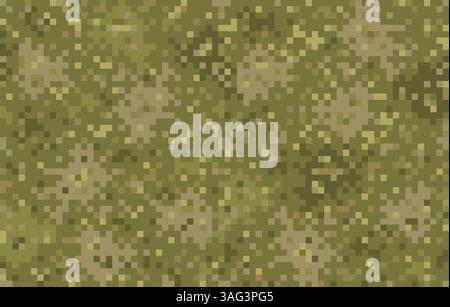 Nahtloses militärisches Vektormuster im Pixelstil. Nahtloses grünes Muster des Pixel Camouflage Vektors. Stock Vektor