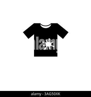 Schmutziges T-Shirt, T-Shirt mit Flecken Schmutz Solid Flat Vektor-Symbol isoliert auf weißem Hintergrund. Stock Vektor