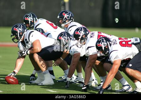 JUL 30 2012: Houston Texans Quarterback Case Keenum #7 führt die Offensive-Spieler, die während des Trainingslagers der Houston Texans vom Methodist Training Center im Reliant Stadium in Houston, Texas, angereiht wurden. (Bild: © Erik Williams/Cal Sport Media/ZUMAPRESS.com) Stockfoto