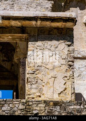 Der Palast, detaillierte Ansicht, archäologische Stätte Palenque, Palenque, Chiapas State, Mexiko Stockfoto