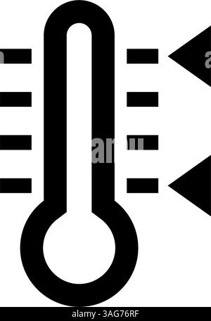 Minimalistisches Schwarz-weiß-Thermometer-Symbol mit klarer Skala. Stock Vektor