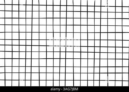 Quadratische, handgezeichnete Linien, Notizbuchraster und Streifenmuster. Geometrisches Netz, Kreide- oder Buntstift-Strich kritzeln. Vektorabbildung Stock Vektor
