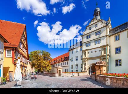 Bad Mergentheim, Deutschland. Romantische Straße charmante Kleinstadt mit Fachwerkhäusern, Baden Württemberg. Stockfoto