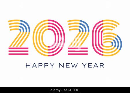 Happy New Year 2026 Design Vektor. Design-Vorlage Für Das Neue Jahr 2026. Stock Vektor