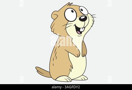 Niedliche Murmeltier-Cartoon-Vektor-Illustration isoliert auf weißem Hintergrund Stock Vektor