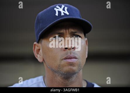 19. Juli 2012: Oakland, CA, USA: Alex Rodriguez von den New York Yankees wird am Freitag, den 20. Juli 2012, vor einem Spiel gegen die Oakland Athletics in Oakland, Kalifornien, ausgetragen. (Kreditbild: © Jose Carlos Fajardo/Contra Costa Times/MCT/ZUMAPRESS.com) Stockfoto
