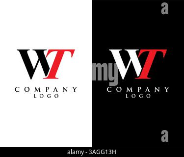 Buchstaben WT, TW-Logo in Schwarz-weiß-Design. Vektorlogo für Unternehmens- und Unternehmensidentität Stock Vektor