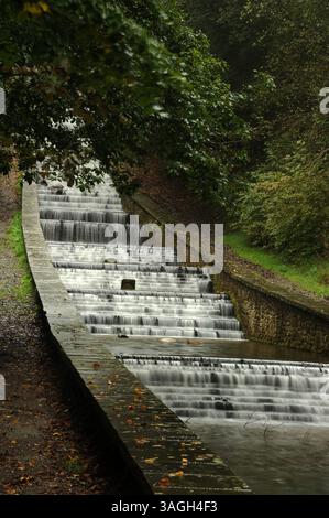 Die Formale Cascade, Gnoll Estate Country Park, Neath. Stockfoto