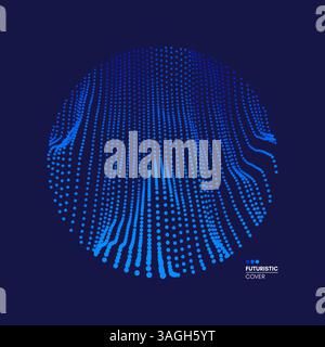 Array mit dynamischen Partikel kleiner Partikel im Kreis. Moderne Wissenschaft und Technologie Element. Abstrakte gepunkteten Hintergrund. Vector Illustration. Stock Vektor