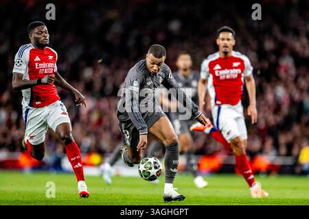London, Großbritannien. April 2025. Mbappe of Madrid während des UEFA Champions League-Spiels zwischen Arsenal und Real Madrid im Emirates-Stadion in London, England 900/Cordon PRESS Credit: CORDON PRESS/Alamy Live News Stockfoto