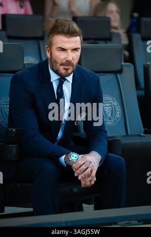 Inter Miamis Miteigentümer und ehemaliger britischer Fußballstar David Beckham sah sich während der regulären Saison von MLS ein Heimspiel an. Stockfoto