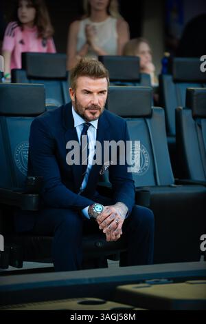 Inter Miamis Miteigentümer und ehemaliger britischer Fußballstar David Beckham sah sich während der regulären Saison von MLS ein Heimspiel an. Stockfoto