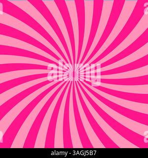 Rosafarbener spiralförmiger Hintergrund. Radial gestreiftes Muster. Optischer Täuschungseffekt. Abstrakte Vektorkunst. Stock Vektor